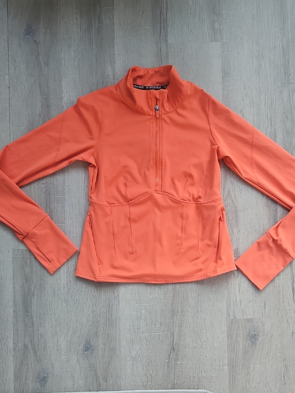 FP Movement by Free People Long Sleeve Half-Zip Top in Coral Orange